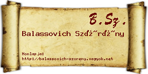 Balassovich Szörény névjegykártya
